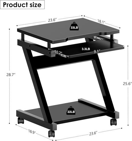 SogesPower Mobile Computer Desk Work Workstation with Printer Shelf and Keyboard Space Computer Workstation for Home and Office,White in Kuwait