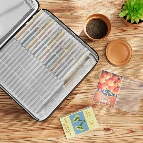 صندوق منظم لتخزين البذور 38 فتحة مع حقيبة معزولة تحتوي على 80-200 مغلف بذور، حاويات بذور حديقة من قماش أكسفورد مع ملصقات، منظم حزم البذور للنباتات والزهور وبذور الخضروات in Kuwait