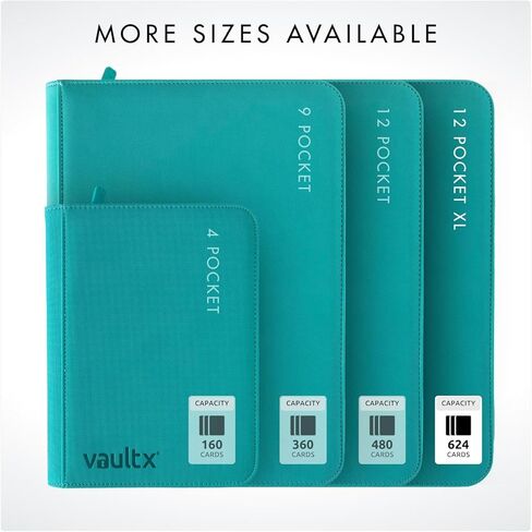 مجلد بسحاب Vault X Premium Exo-Tec XL - مجلد ألبوم بطاقات التداول مقاس 12 جيبًا XL - مجلد جيب تحميل جانبي 624 لـ TCG (أزرق) in Kuwait