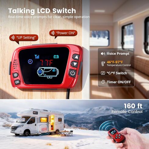 سخان ديزل من الألومنيوم، سخان هواء ديزل 8 كيلو وات 12 فولت تسخين سريع، سخان انتظار الديزل على ارتفاع عالٍ للشاحنات والمعسكرات والمركبات الترفيهية والقوارب in Kuwait