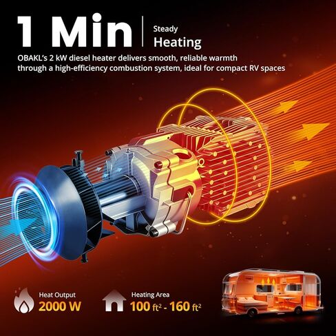 سخان ديزل من الألومنيوم، سخان هواء ديزل 8 كيلو وات 12 فولت تسخين سريع، سخان انتظار الديزل على ارتفاع عالٍ للشاحنات والمعسكرات والمركبات الترفيهية والقوارب in Kuwait