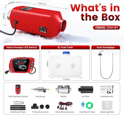 سخان ديزل من الألومنيوم، سخان هواء ديزل 8 كيلو وات 12 فولت تسخين سريع، سخان انتظار الديزل على ارتفاع عالٍ للشاحنات والمعسكرات والمركبات الترفيهية والقوارب in Kuwait