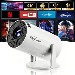 【التركيز التلقائي و1080 بكسل】جهاز عرض WellSonic صغير مع واي فاي وبلوتوث، جهاز عرض Moive محمول 260 Ansi للاستخدام في الهواء الطلق والسقف، حجر مفاتيح تلقائي، تحكم صوتي، مكبر صوت 5 وات، دعم 4K للمسرح المنزلي in Kuwait