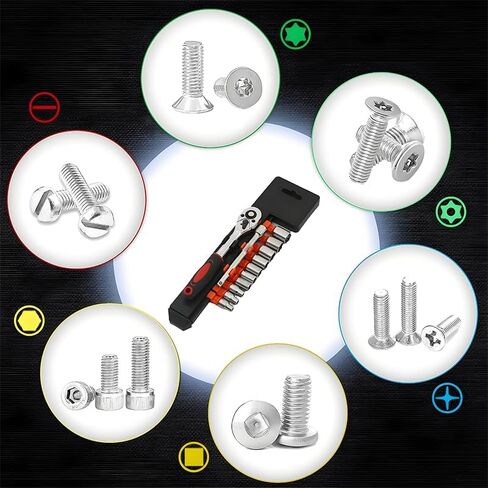 12pcs 1/4 Inch Ratchet Socket Wrench Set, Drive Socket Tool Set with 6″ Connector Extension Bar &10 Sockets (4-13mm) for Auto Repairing and Household in Saudi Arabia