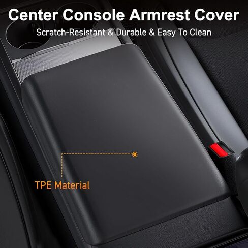 غطاء مسند ذراع وحدة التحكم المركزية مصمم لـ Tesla Model 3 Highland 2024 2025 2026 / New Tesla Model Y Juniper Accessories 2025 2026 (أسود) in Kuwait