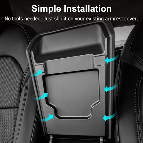 غطاء مسند ذراع وحدة التحكم المركزية مصمم لـ Tesla Model 3 Highland 2024 2025 2026 / New Tesla Model Y Juniper Accessories 2025 2026 (أسود) in Kuwait