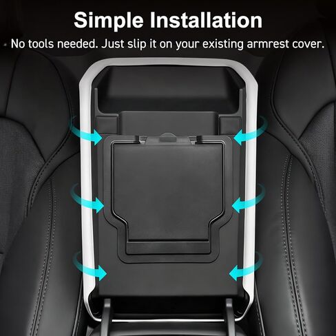 Center Console Armrest Cover Designed for Tesla Model 3 Highland 2024 2025 2026 / New Tesla Model Y Juniper Accessories 2025 2026 (Black) in Saudi Arabia
