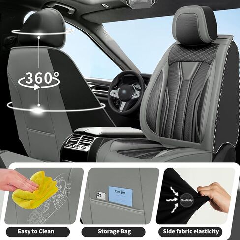 أغطية مقاعد السيارة Fit Accord من الجلد الفاخر لسيارة Honda Accord 2012-2024 2025. واقي وسادة المقعد مقاوم للماء ومسامي ومقاوم للخدش ومناسب لجميع الأحوال الجوية (مجموعة كاملة، أسود) in Kuwait