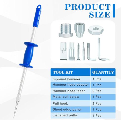 Zonon 9 Piece 5 lb Sliding Hammer Dent Puller, Body Repair Tool Set, Used to Repair Hail Dents and Creases, Suitable for Metal Surfaces of Cars and Refrigerators in Saudi Arabia