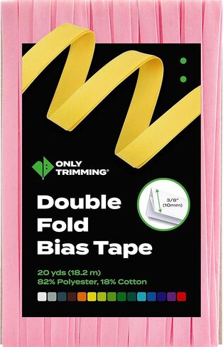 ONLY TRIMMING Double Fold Bias Tape, 3/8 Inch x 20 Yards, Poly Cotton Fabric, Soft & Durable, Non-Stiff, Binding Trim for Sewing, Seaming, Hemming, Piping, Quilting and Crafts (Black) in Saudi Arabia