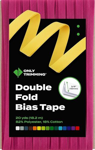 ONLY TRIMMING Double Fold Bias Tape, 3/8 Inch x 20 Yards, Poly Cotton Fabric, Soft & Durable, Non-Stiff, Binding Trim for Sewing, Seaming, Hemming, Piping, Quilting and Crafts (Black) in Saudi Arabia