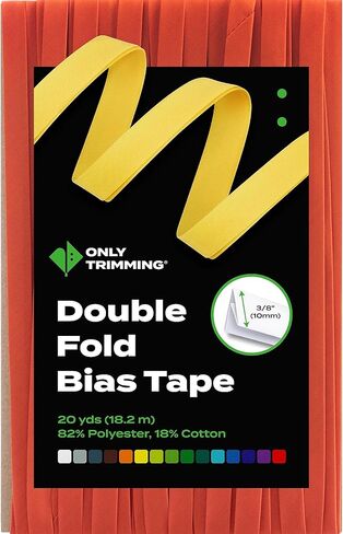 ONLY TRIMMING Double Fold Bias Tape, 3/8 Inch x 20 Yards, Poly Cotton Fabric, Soft & Durable, Non-Stiff, Binding Trim for Sewing, Seaming, Hemming, Piping, Quilting and Crafts (Black) in Saudi Arabia