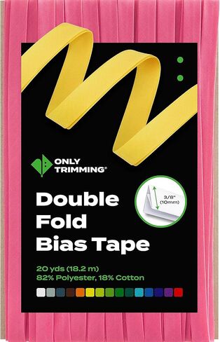 ONLY TRIMMING Double Fold Bias Tape, 3/8 Inch x 20 Yards, Poly Cotton Fabric, Soft & Durable, Non-Stiff, Binding Trim for Sewing, Seaming, Hemming, Piping, Quilting and Crafts (Black) in Saudi Arabia