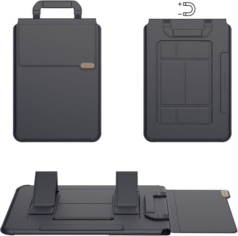 حقيبة كمبيوتر محمول مطورة مقاس 15-16 بوصة من Nillkin لأجهزة MacBook/Dell/HP/Lenovo/Asus، حقيبة كمبيوتر رفيعة وفريدة من نوعها للسفر مع حامل قابل للتعديل ولوحة ماوس، مقبض مغناطيسي، جلد PU، أسود in Saudi Arabia