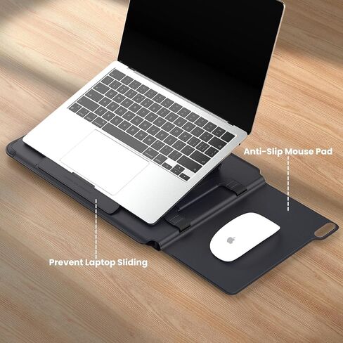 حقيبة كمبيوتر محمول مطورة مقاس 15-16 بوصة من Nillkin لأجهزة MacBook/Dell/HP/Lenovo/Asus، حقيبة كمبيوتر رفيعة وفريدة من نوعها للسفر مع حامل قابل للتعديل ولوحة ماوس، مقبض مغناطيسي، جلد PU، أسود in Saudi Arabia