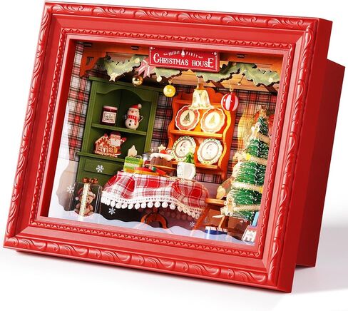 Rolife DIY Miniature Christmas House Kit Creative Frame 3D Wall-Mountable Dollhouse Mini Room Building Set Holiday Home Decor Craft for Adults (Christmas Eve Party) in Saudi Arabia