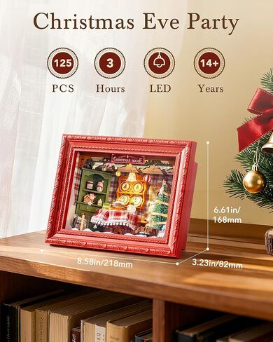 Rolife DIY Miniature Christmas House Kit Creative Frame 3D Wall-Mountable Dollhouse Mini Room Building Set Holiday Home Decor Craft for Adults (Christmas Eve Party) in Saudi Arabia