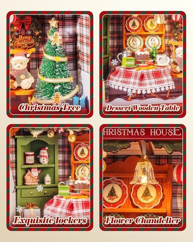 Rolife DIY Miniature Christmas House Kit Creative Frame 3D Wall-Mountable Dollhouse Mini Room Building Set Holiday Home Decor Craft for Adults (Christmas Eve Party) in Saudi Arabia