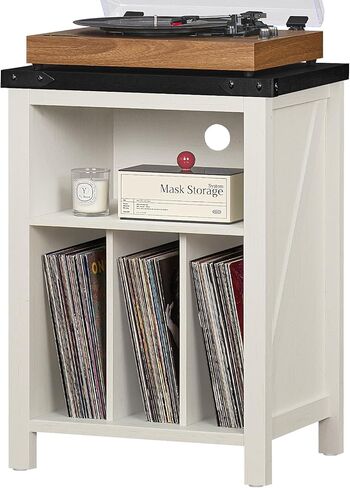 Joaxswe Record Player Stand with Vinyl Record Storage,Rustic Brown | Record Player Table Holds up to 160 Albums,Large Wood Turntable Stand Cabinet Dispaly Shelf for Living Room,Bedroom,Office in Kuwait