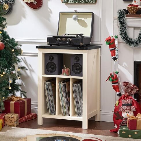 Joaxswe Record Player Stand with Vinyl Record Storage,Rustic Brown | Record Player Table Holds up to 160 Albums,Large Wood Turntable Stand Cabinet Dispaly Shelf for Living Room,Bedroom,Office in Kuwait