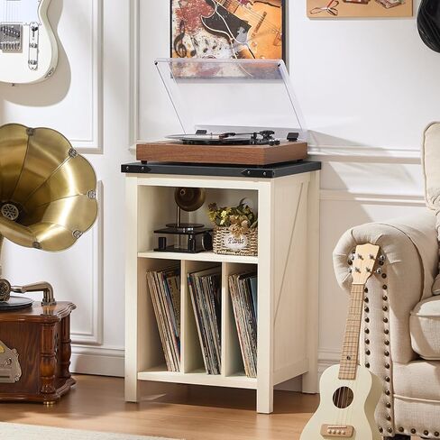 Joaxswe Record Player Stand with Vinyl Record Storage,Rustic Brown | Record Player Table Holds up to 160 Albums,Large Wood Turntable Stand Cabinet Dispaly Shelf for Living Room,Bedroom,Office in Kuwait