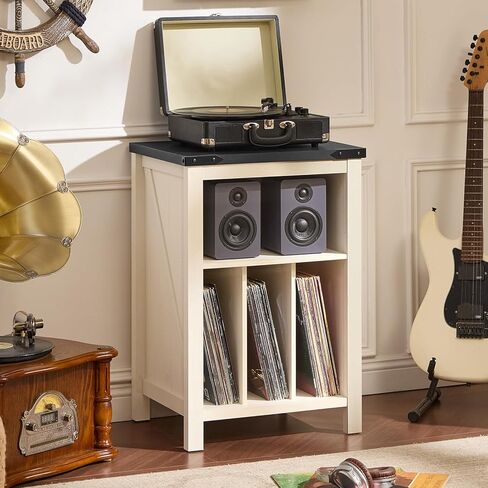 Joaxswe Record Player Stand with Vinyl Record Storage,Rustic Brown | Record Player Table Holds up to 160 Albums,Large Wood Turntable Stand Cabinet Dispaly Shelf for Living Room,Bedroom,Office in Kuwait