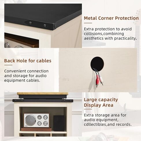 Joaxswe Record Player Stand with Vinyl Record Storage,Rustic Brown | Record Player Table Holds up to 160 Albums,Large Wood Turntable Stand Cabinet Dispaly Shelf for Living Room,Bedroom,Office in Kuwait