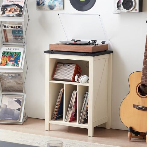 Joaxswe Record Player Stand with Vinyl Record Storage,Rustic Brown | Record Player Table Holds up to 160 Albums,Large Wood Turntable Stand Cabinet Dispaly Shelf for Living Room,Bedroom,Office in Kuwait