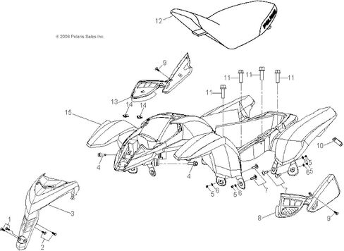 Polaris 0451317-133 Bright White Front Cover Outlaw Predator 50 2006-2016 OEM in Saudi Arabia