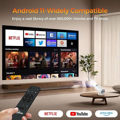 【التركيز التلقائي و1080 بكسل】جهاز عرض WellSonic صغير مع واي فاي وبلوتوث، جهاز عرض Moive محمول 260 Ansi للاستخدام في الهواء الطلق والسقف، حجر مفاتيح تلقائي، تحكم صوتي، مكبر صوت 5 وات، دعم 4K للمسرح المنزلي in Kuwait