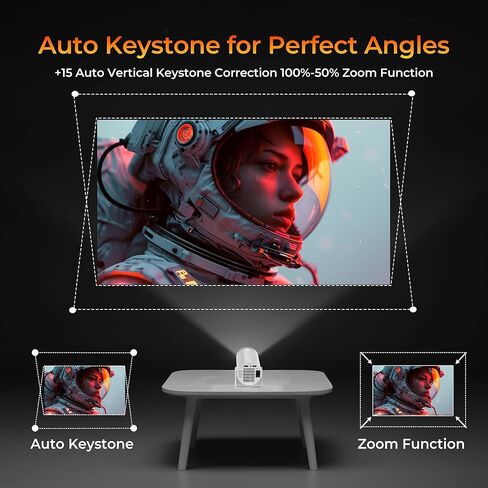 【التركيز التلقائي و1080 بكسل】جهاز عرض WellSonic صغير مع واي فاي وبلوتوث، جهاز عرض Moive محمول 260 Ansi للاستخدام في الهواء الطلق والسقف، حجر مفاتيح تلقائي، تحكم صوتي، مكبر صوت 5 وات، دعم 4K للمسرح المنزلي in Kuwait