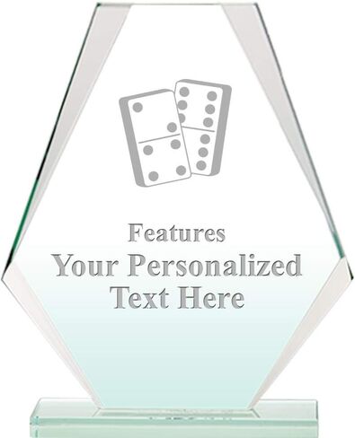 Crown Awards Dominoes Jade Pyramid Crystal Award, 6" H Custom Dominoes Game Award, Engraving Included Prime in Saudi Arabia