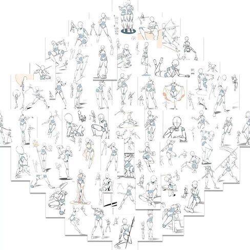 64 Pcs Human Body Structure Sketching Templates - Anatomy Stencils for Drawing Learning Groups, Art Practitioners, Sketching Training & Creative Drawing, 64pcs in Saudi Arabia