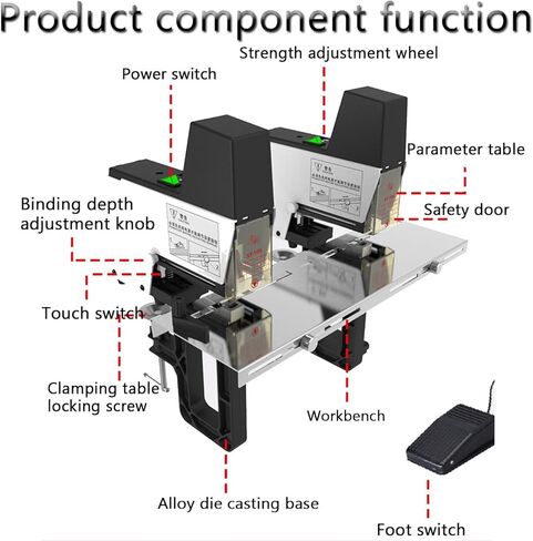 Electric Stapler Rapid,Metal Desktop Stapler,9-Speed Desktop Automatic Binding Machine with Foot Switch,for Documents,Books,Reports,Papers doublehead in Saudi Arabia