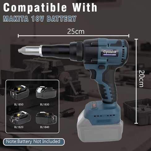 مسدس برشام لاسلكي مطور متوافق مع بطارية ميلووكي 18 فولت، أداة مسدس برشام كهربائية مع 3 مقاسات (1/8 بوصة، 5/32 بوصة، 3/16 بوصة) مسامير ألومنيوم، مجموعة مسدس برشام محرك بدون فرش مع ضوء LED (بدون بطارية) - أحمر in Kuwait