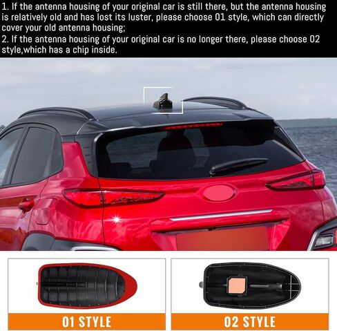 غطاء هوائي زعنفة القرش، أغطية هوائي سقف السيارة متوافقة مع Hyundai Kona 2018 2019 2020 2021 2022 2023,96210-J9300، استبدال غطاء السقف العلوي، أسود لامع، قطعة واحدة، بدون رقاقة in Kuwait