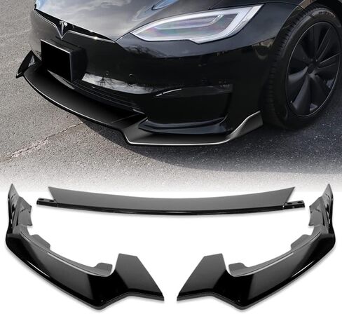 Q1-TECH, 9PCS Front Bumper Lip & Side Skirt Extensions Diffuser Compatible with 2021-2025 Tesla Model S (Do Not Fit for Old Style Bumper), Front Lip Spoiler Air Chin Splitter ABS (Painted Carbon) in Saudi Arabia