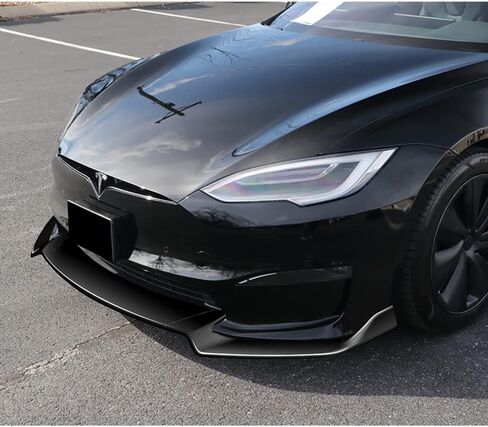 Q1-TECH, 9PCS Front Bumper Lip & Side Skirt Extensions Diffuser Compatible with 2021-2025 Tesla Model S (Do Not Fit for Old Style Bumper), Front Lip Spoiler Air Chin Splitter ABS (Painted Carbon) in Saudi Arabia