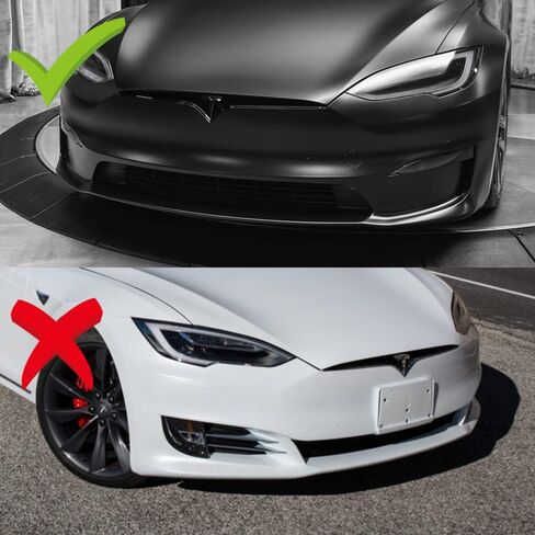 Q1-TECH, 9PCS Front Bumper Lip & Side Skirt Extensions Diffuser Compatible with 2021-2025 Tesla Model S (Do Not Fit for Old Style Bumper), Front Lip Spoiler Air Chin Splitter ABS (Painted Carbon) in Kuwait