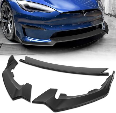 Q1-TECH, 9PCS Front Bumper Lip & Side Skirt Extensions Diffuser Compatible with 2021-2025 Tesla Model S (Do Not Fit for Old Style Bumper), Front Lip Spoiler Air Chin Splitter ABS (Painted Carbon) in Kuwait