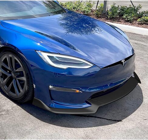 Q1-TECH, 9PCS Front Bumper Lip & Side Skirt Extensions Diffuser Compatible with 2021-2025 Tesla Model S (Do Not Fit for Old Style Bumper), Front Lip Spoiler Air Chin Splitter ABS (Painted Carbon) in Kuwait