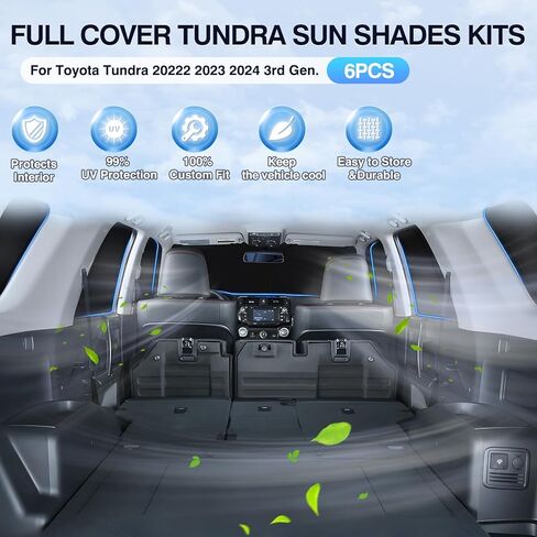 Windshield Sun Shade for Toyota Tundra 2022-2024 Full Privacy Side Rear Window Shade Cover Kit Foldable Sun Visor Protector Blocks UV&Heat Tundra Interior Accessories(6PCS) in Saudi Arabia