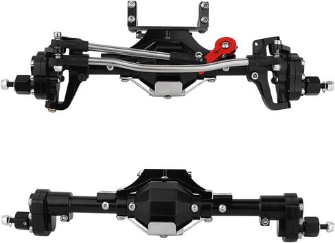 Metal CNC Front Middle Rear Complete Portal Axle with Gear for 1/10 RC Crawler Axial SCX10 II Deadbolt 90046 90047 4x4 6x6 Upgrade Parts (Black Front +Rear) in Saudi Arabia