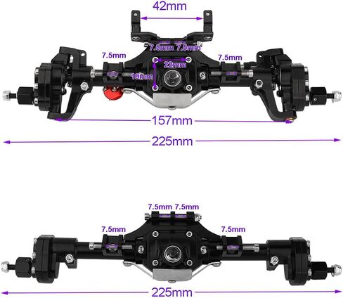 Metal CNC Front Middle Rear Complete Portal Axle with Gear for 1/10 RC Crawler Axial SCX10 II Deadbolt 90046 90047 4x4 6x6 Upgrade Parts (Black Front +Rear) in Saudi Arabia