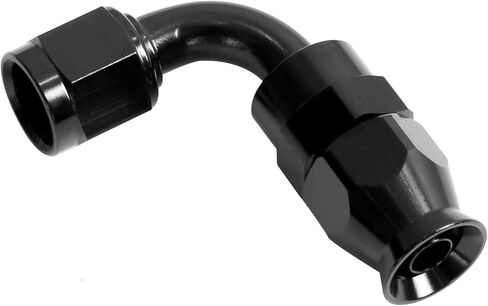 6AN PTFE خرطوم نهاية مناسب 90 درجة الكوع - دوار من الألومنيوم الأسود، نصف قطر محكم التدفق الكامل لخرطوم PTFE فقط in Saudi Arabia