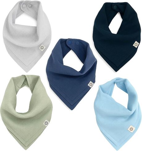 Kishu Baby Indi GOTS Organic Muslin Baby Bandana Bibs Set, 4-Way Reversible Drool Bib Set in Kuwait