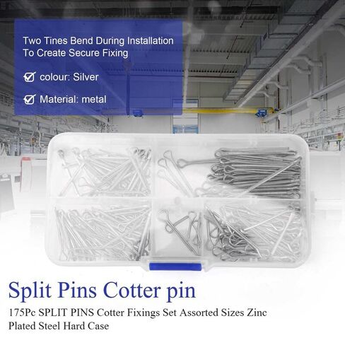 175Pc Split PINS Cotter Fixings Set Assorted Sizes Zinc Plated Steel Hard Case in Saudi Arabia