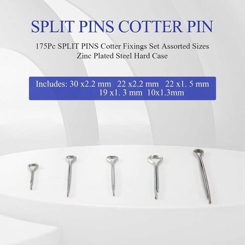175Pc Split PINS Cotter Fixings Set Assorted Sizes Zinc Plated Steel Hard Case in Saudi Arabia