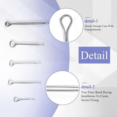 175Pc Split PINS Cotter Fixings Set Assorted Sizes Zinc Plated Steel Hard Case in Saudi Arabia