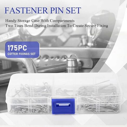 175Pc Split PINS Cotter Fixings Set Assorted Sizes Zinc Plated Steel Hard Case in Saudi Arabia